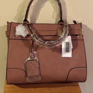 JustFab Pink Satchel with Gold Details